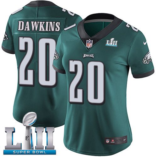 Women Philadelphia Eagles #20 Dawkins Green Limited 2018 Super Bowl NFL Jerseys->women nfl jersey->Women Jersey
